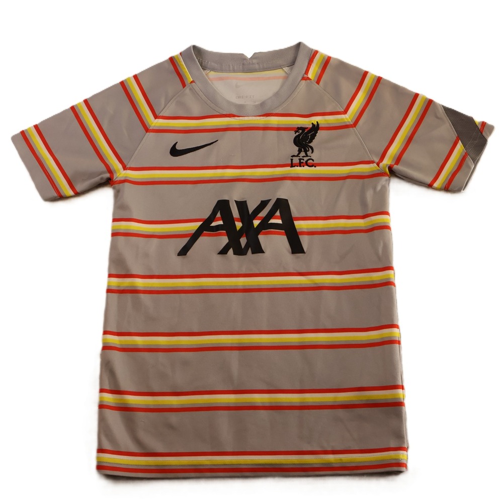 Nike Kids S Soccer Jersey Grey Striped Liverpool FC AXA Training Top DB6915-017